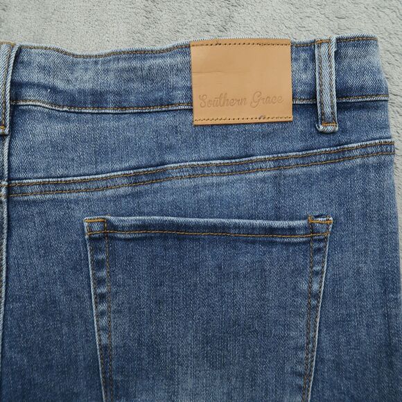 Southern Grace Jeans Women's 18 Blue High-Rise Flare Denim 30" Inseam Distressed - Picture 13 of 15